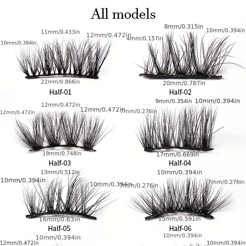 4 Pairs Thick Natural Half Eye Lashes Faux Mink False Eyelashes