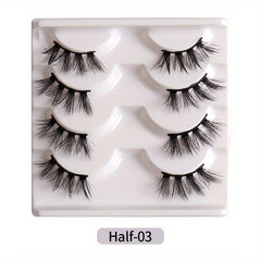 4 Pairs Thick Natural Half Eye Lashes Faux Mink False Eyelashes