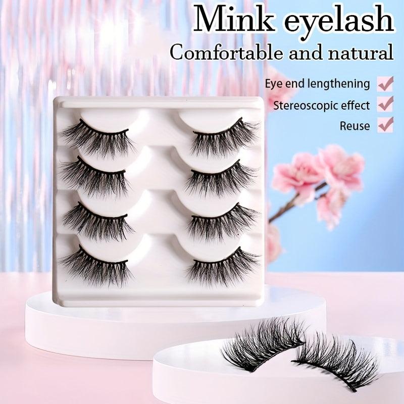 4 Pairs Thick Natural Half Eye Lashes Faux Mink False Eyelashes
