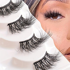4 Pairs Thick Natural Half Eye Lashes Faux Mink False Eyelashes