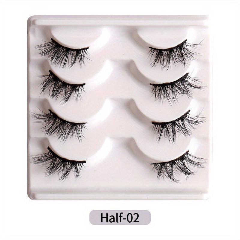 4 Pairs Thick Natural Half Eye Lashes Faux Mink False Eyelashes