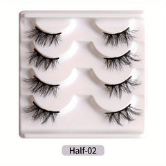 4 Pairs Thick Natural Half Eye Lashes Faux Mink False Eyelashes
