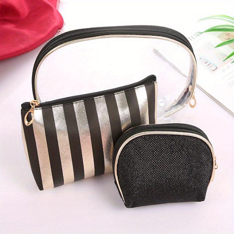 3pcs Waterproof Roundtop Makeup Bag, Ideal for Travel Cosmetics & Toiletries
