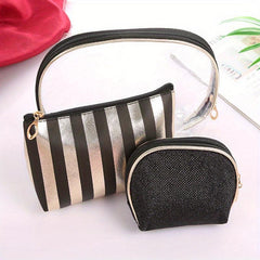 3pcs Waterproof Roundtop Makeup Bag, Ideal for Travel Cosmetics & Toiletries