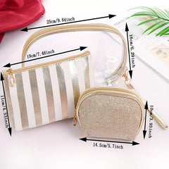 3pcs Waterproof Roundtop Makeup Bag, Ideal for Travel Cosmetics & Toiletries