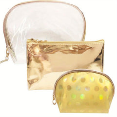 3pcs Waterproof Roundtop Makeup Bag, Ideal for Travel Cosmetics & Toiletries