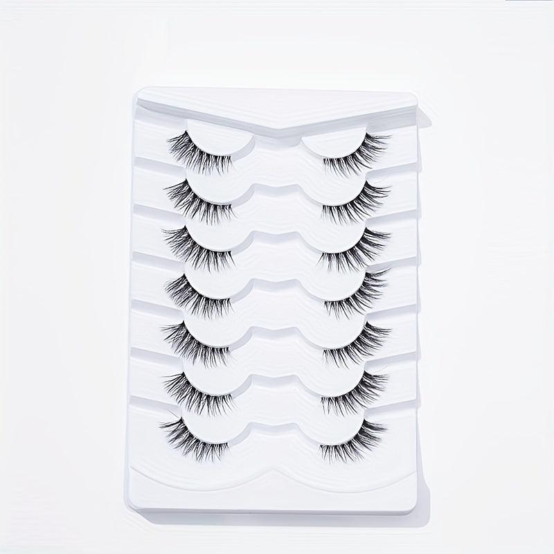 7 Pairs Reusable Fishtail Style False Eyelashes 15mm Lash Extension