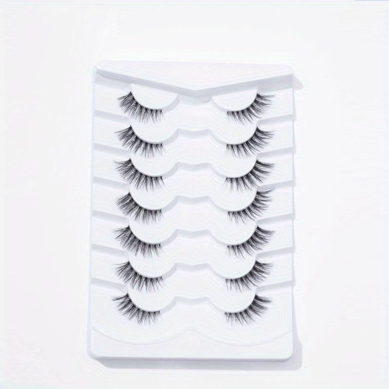 7 Pairs Reusable Fishtail Style False Eyelashes 15mm Lash Extension