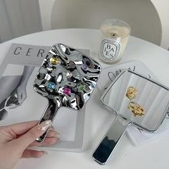 Square Rhinestone Hand Mirror Decor Vanity Mirror