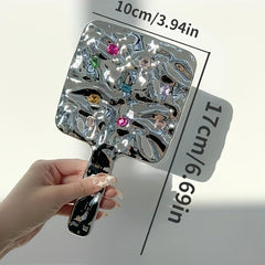 Square Rhinestone Hand Mirror Decor Vanity Mirror