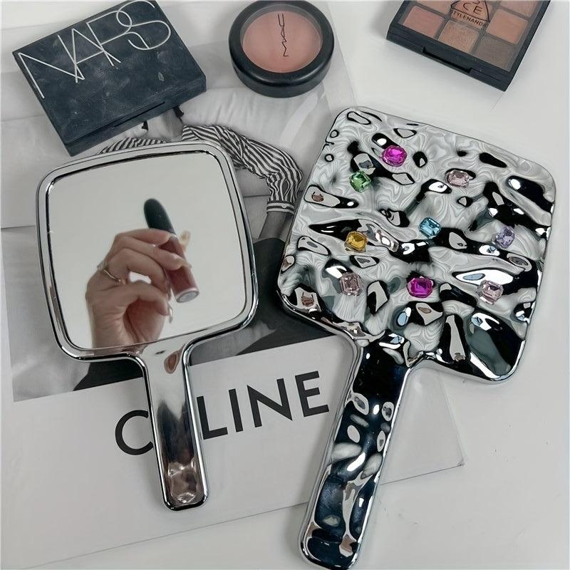 Square Rhinestone Hand Mirror Decor Vanity Mirror