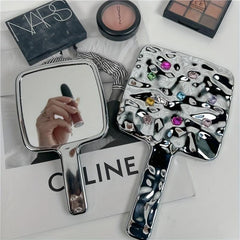 Square Rhinestone Hand Mirror Decor Vanity Mirror