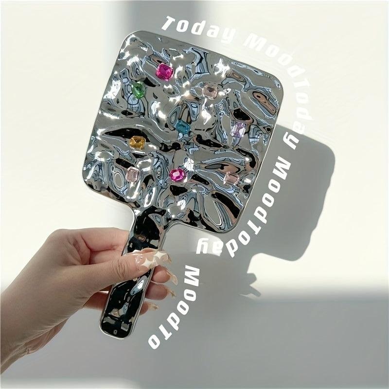 Square Rhinestone Hand Mirror Decor Vanity Mirror