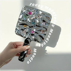 Square Rhinestone Hand Mirror Decor Vanity Mirror