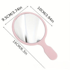 Oval Hand Makeup Mirror Portable Handle Beauty Mirror Single Side Makeup Mirror
