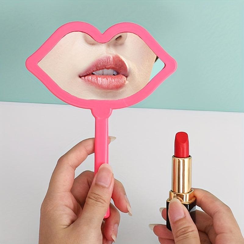 Lip Shaped Vanity Mirror With Handle Hand Mirror