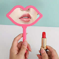 Lip Shaped Vanity Mirror With Handle Hand Mirror