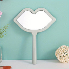Lip Shaped Vanity Mirror With Handle Hand Mirror