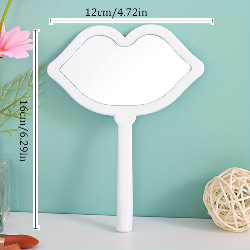 Lip Shaped Vanity Mirror With Handle Hand Mirror