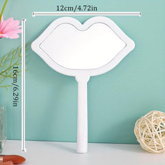 Lip Shaped Vanity Mirror With Handle Hand Mirror