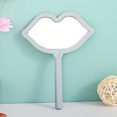 Lip Shaped Vanity Mirror With Handle Hand Mirror