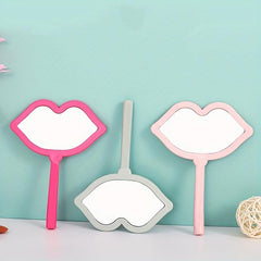 Lip Shaped Vanity Mirror With Handle Hand Mirror