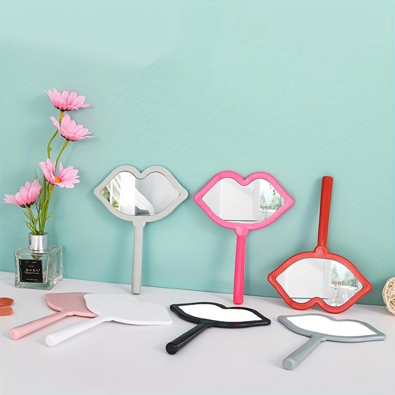 Lip Shaped Vanity Mirror With Handle Hand Mirror