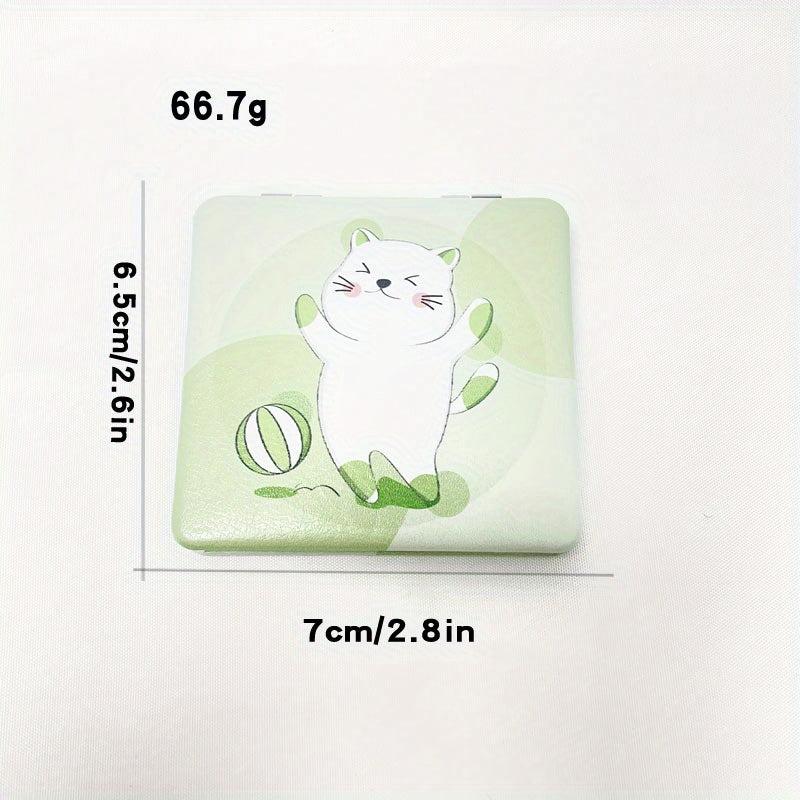 Cat Pattern Makeup Mirror Mini Compact Portable Pocket Mirror