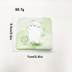 Cat Pattern Makeup Mirror Mini Compact Portable Pocket Mirror
