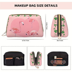 Flamingo Pattern Cosmetic Bag Pink Roomy Zipper Waterproof Toiletry