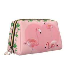 Flamingo Pattern Cosmetic Bag Pink Roomy Zipper Waterproof Toiletry