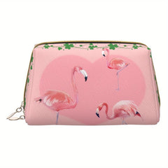 Flamingo Pattern Cosmetic Bag Pink Roomy Zipper Waterproof Toiletry
