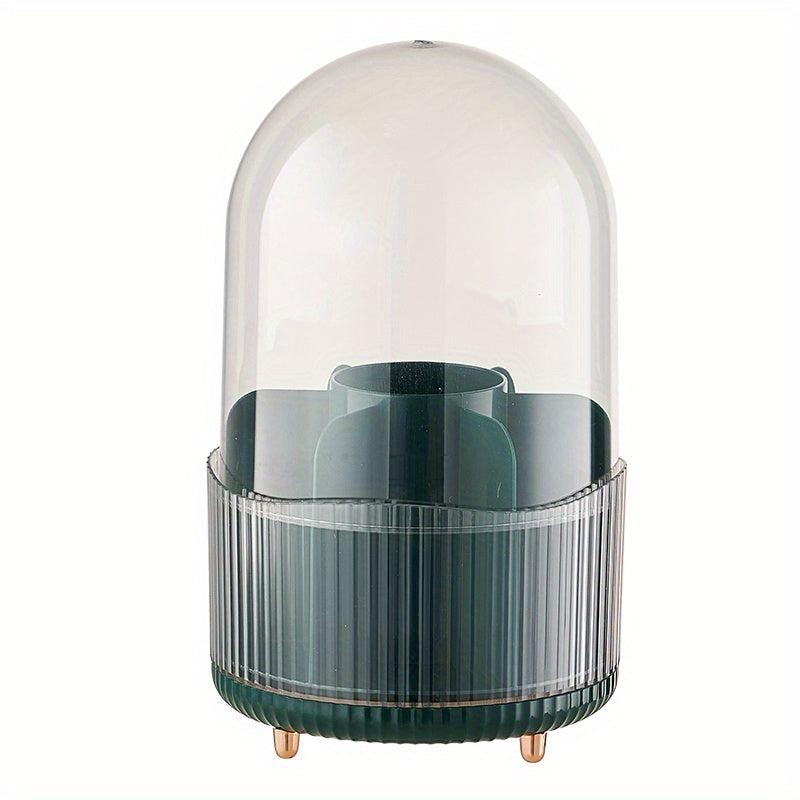 360 Rotating Makeup Organizer with Compartments for Brushes & Lipsticks