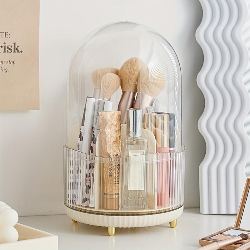 360 Rotating Makeup Organizer with Compartments for Brushes & Lipsticks