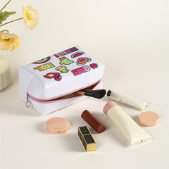Watermelon Pineapple Pattern Cosmetic Bag Square PU Makeup Bag