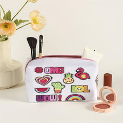 Watermelon Pineapple Pattern Cosmetic Bag Square PU Makeup Bag