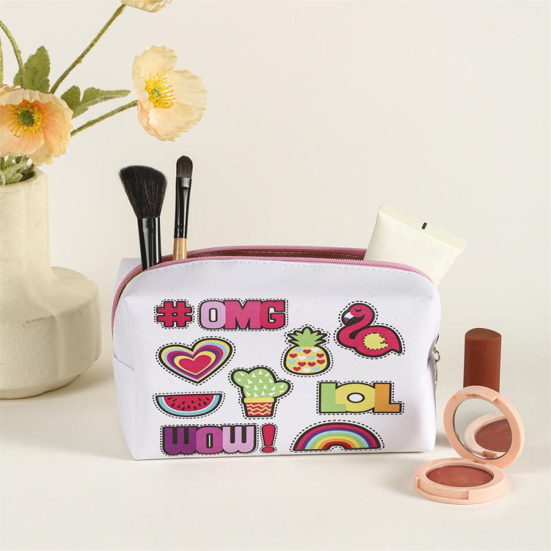 Watermelon Pineapple Pattern Cosmetic Bag Square PU Makeup Bag
