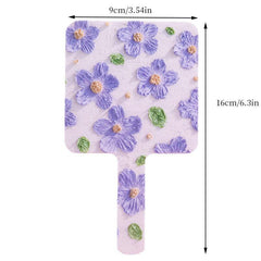 Flower Pattern Hand Mirror for Girls and Women Portable Cosmetic Touch up Mirror