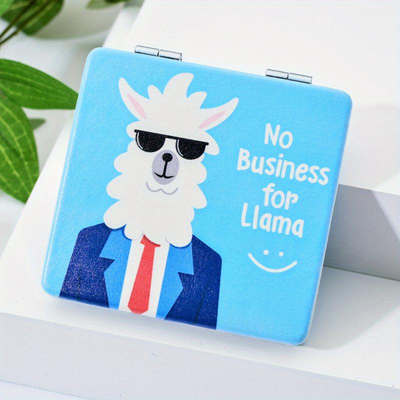 Small Portable Alpaca Square Mirror Makeup Comb