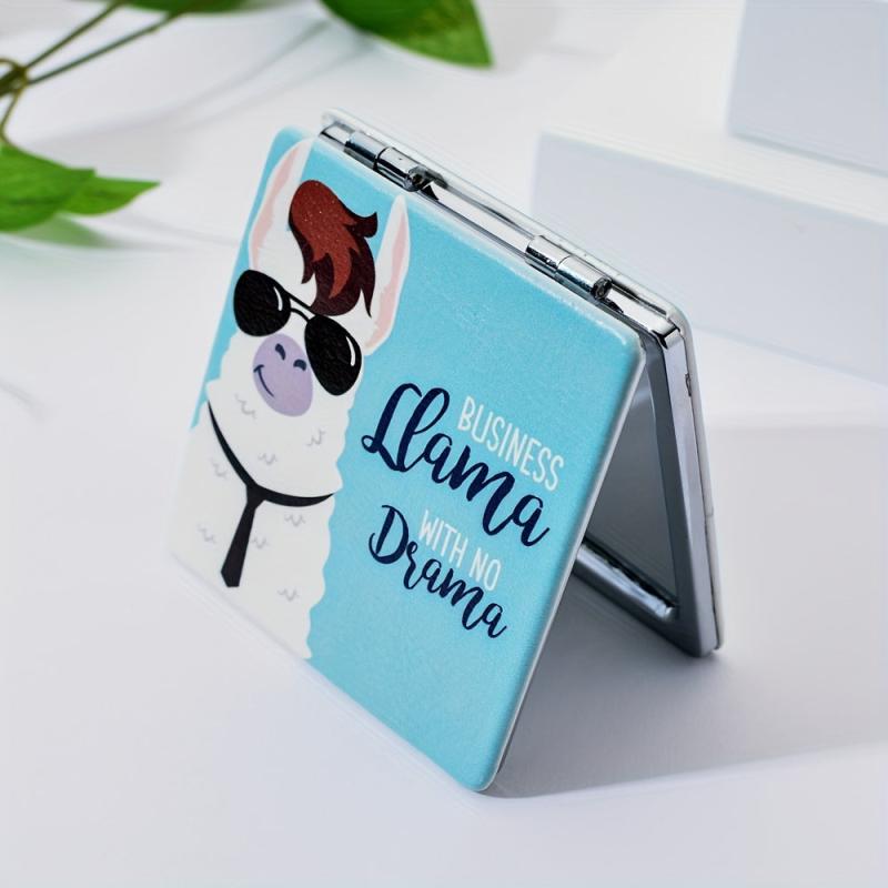 Small Portable Alpaca Square Mirror Makeup Comb