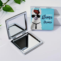 Small Portable Alpaca Square Mirror Makeup Comb