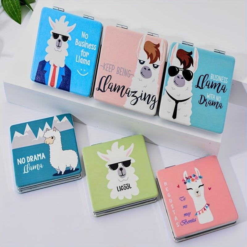 Small Portable Alpaca Square Mirror Makeup Comb