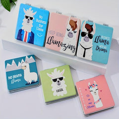 Small Portable Alpaca Square Mirror Makeup Comb