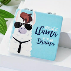 Small Portable Alpaca Square Mirror Makeup Comb