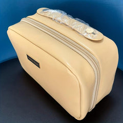 Travel Makeup Bag Double Layer PU Leather Clear Cosmetic Toiletry Organizer