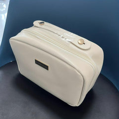 Travel Makeup Bag Double Layer PU Leather Clear Cosmetic Toiletry Organizer