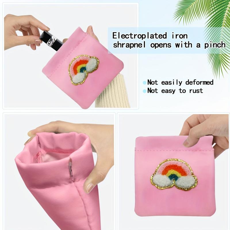 6PCS Self Closing Pocket Cosmetic Bag PU Waterproof Coin Purse