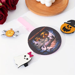 Pumpkin & Bat Pattern Hand Mirror Small Round Vanity Mirror