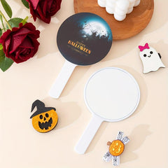 Bats & Forest Print Hand Mirror With Handle Portable Round Makeup Vanity Mirror