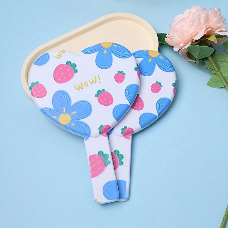 Strawberry Floral Hand Mirror Portable Makeup Mirror for Women Girls Travel